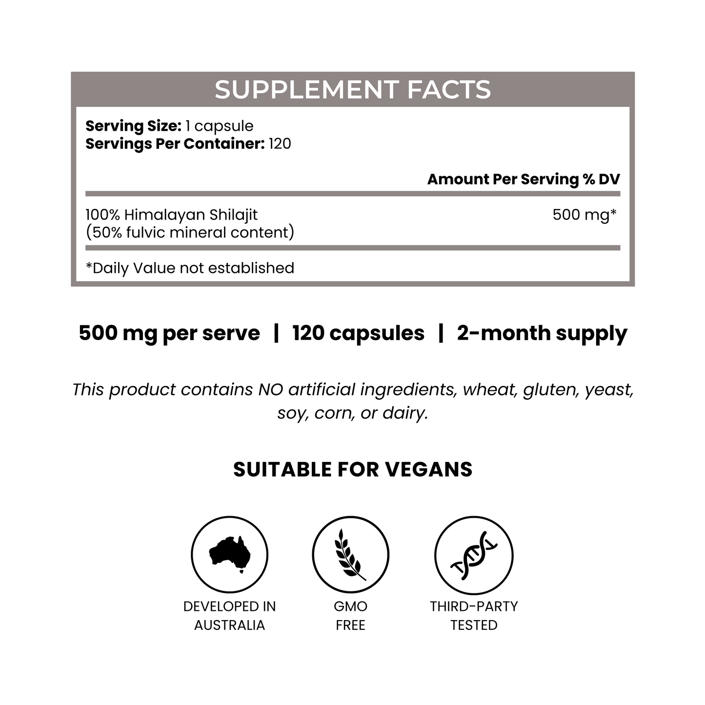 Himalayan Shilajit - 500mg 120 Capsules (4-month supply)