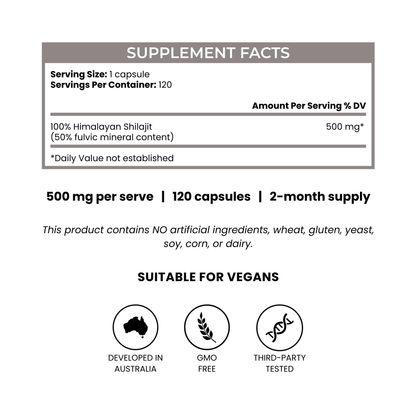 Himalayan Shilajit - 500mg 120 Capsules (4-month supply)